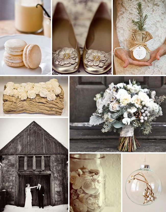 winter barn wedding with buttons lace and pine