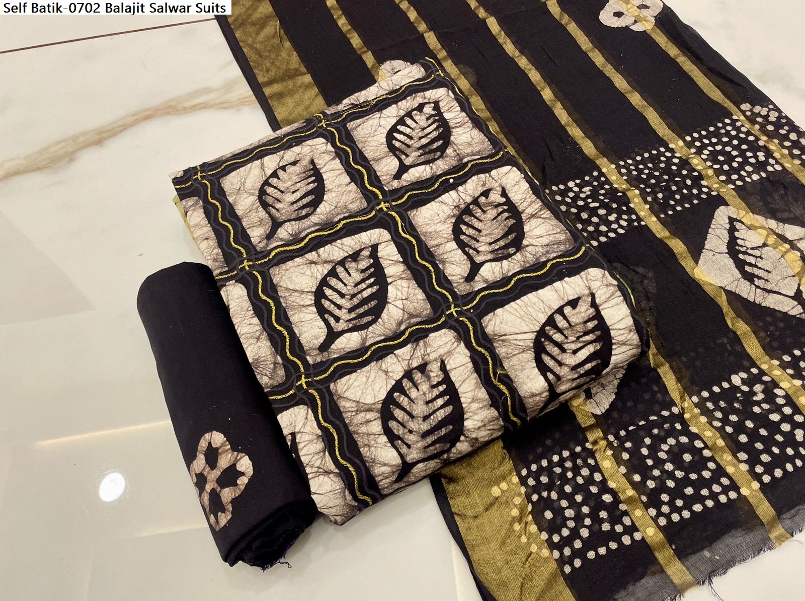 Self Batik-0702 Balajit Cotton Embroidery Work Salwar Suits