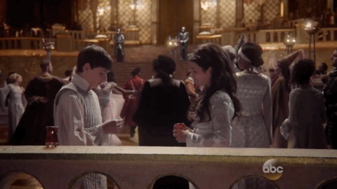 Gif from Once Upon A Time; season 5 episode 2: Henry shares iPod earbud with Violet