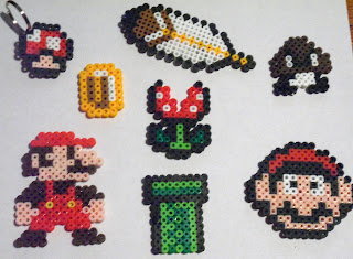 mario, feather, piranha plant, goomba, perler