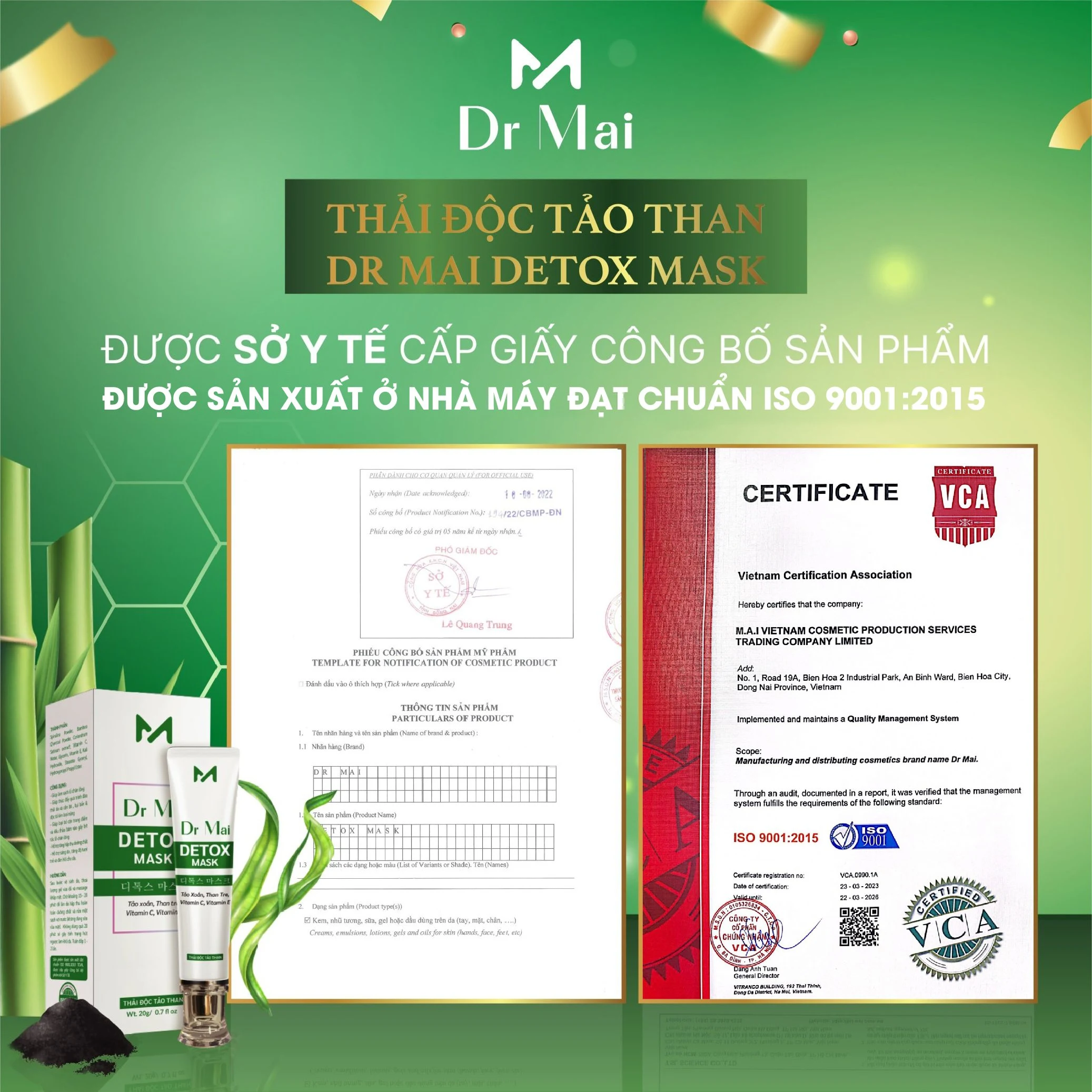 Thải độc tảo than Detox Mask Dr Mai giúp sáng da, hút dầu thừa