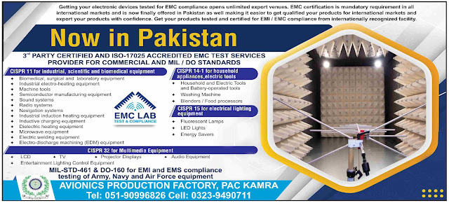 EMC Test Services Provider For Commercial & Mil / Do Standards Pakistan 2023