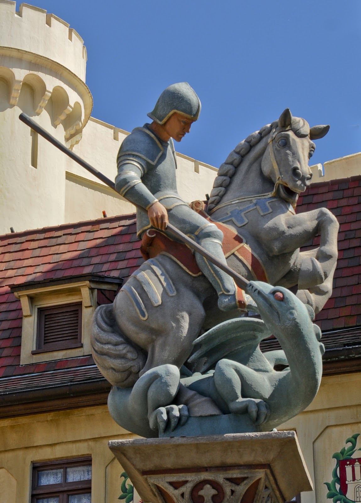 Close up of the St. George Fountain