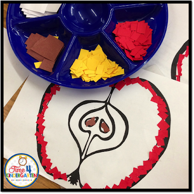 apple, torn paper art, kindergarten art, crockpot applesauce