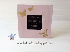 Marco-pintado-chalk-paint-y-embossing-dorado-reto-amistoso-100-Anuskalandia