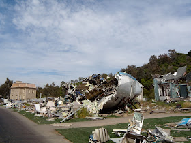 War of the Worlds airplane crash backlot movie set