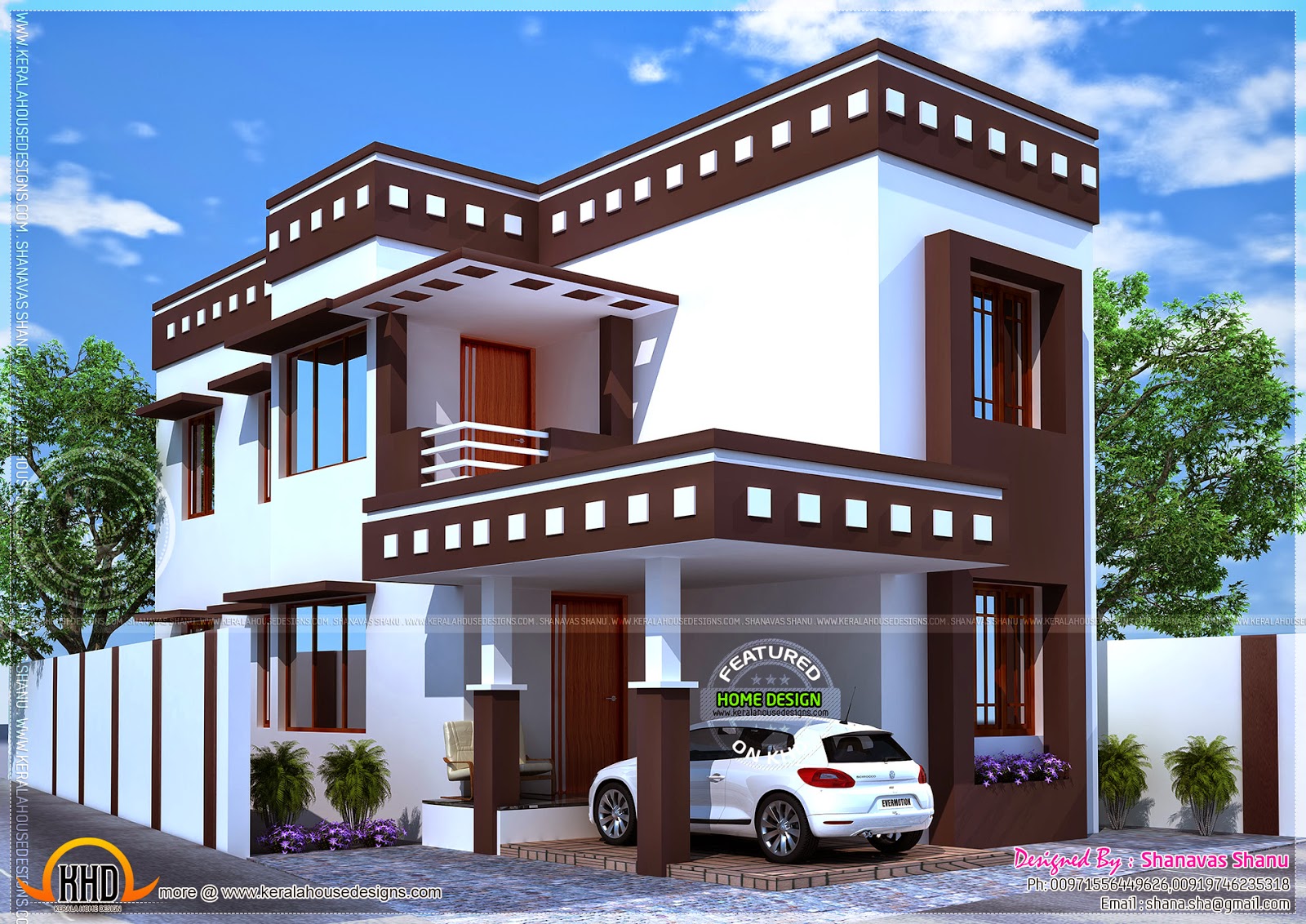 Flat roof  modern villa with floor plan  Kerala home  