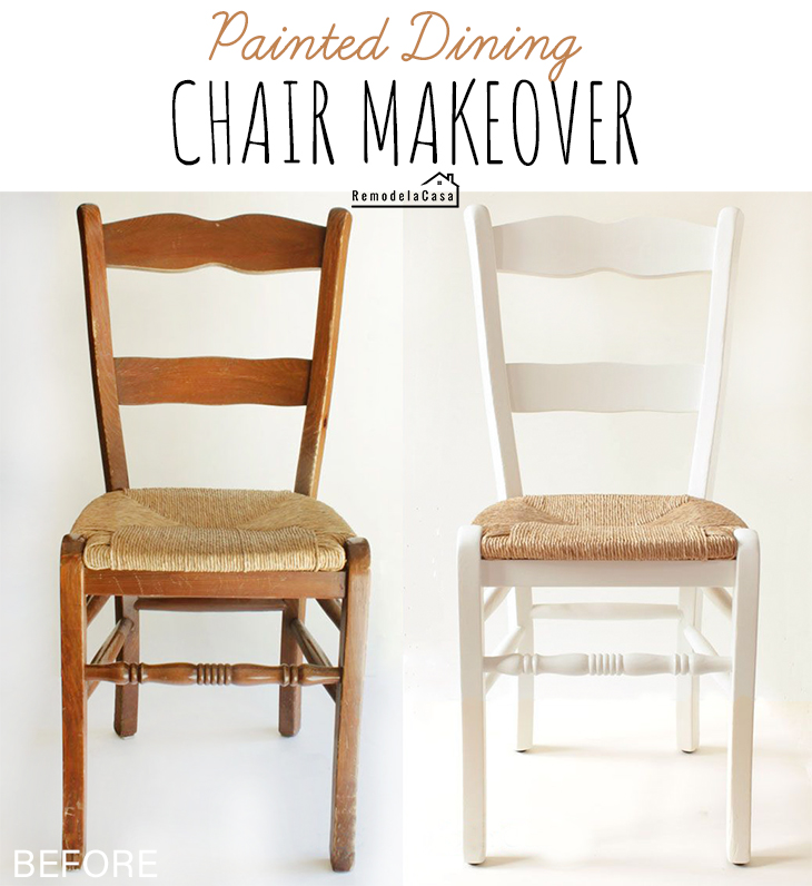 french country chair makeover - paint transformation in white