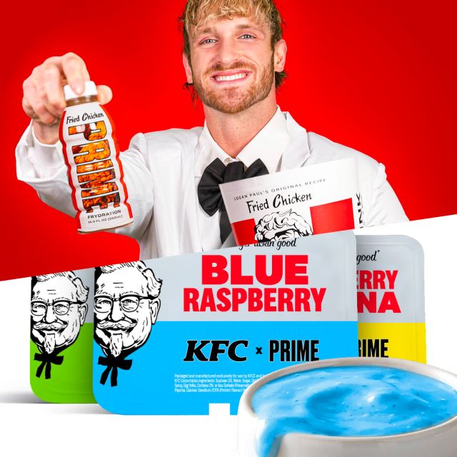 KFC x Prime energy drink and dipping sauces.