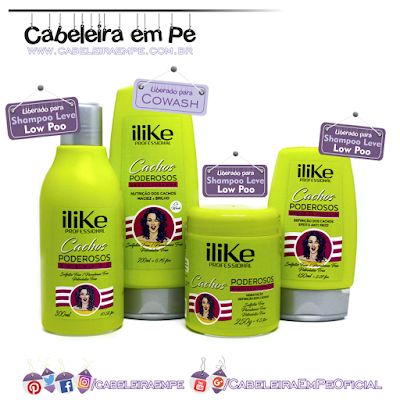 Linha Cachos Poderosos - ILike - Cowash (No Poo), Shampoo, Máscara e Leave in (Low Poo)