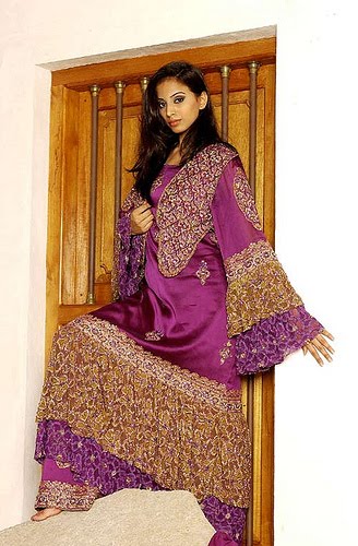 Arabic Styled Purple and Gold Wedding Dress