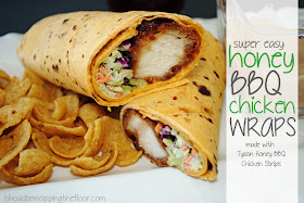 Super Easy Honey BBQ Chicken Wraps with BBQ Dijon Dipping Sauce made with Tyson Honey BBQ Chicken Strips {includes printable recipe card}  #MealsTogether