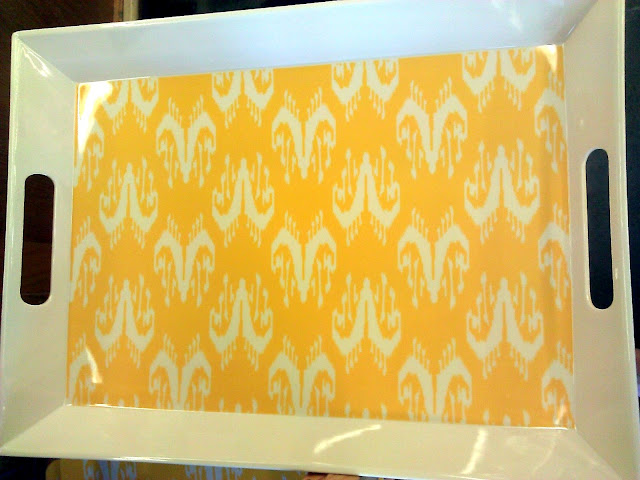 yellow white serving tray modern print