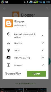 Izin Permintaan Aplikasi Blogger