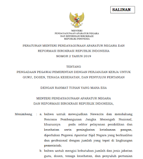 Permenpan RB Nomor 2 Tahun 2019 tentang Pengadaan PPPK