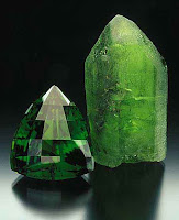 rough and cut peridot