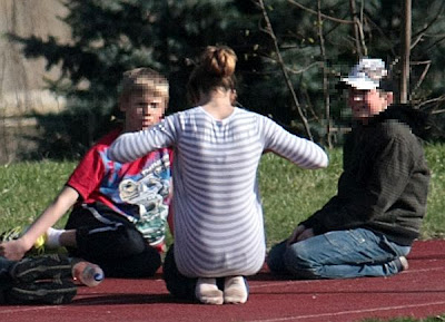 Pic of Loni Bouchard showing her bare boobs to minor boys