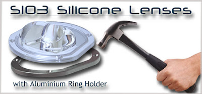 SIO3 SILICONE LENSES* are available with an OPTIONAL ALUMINIUM RING HOLDER