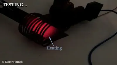 Metal plate being Heating up by Induction heater.