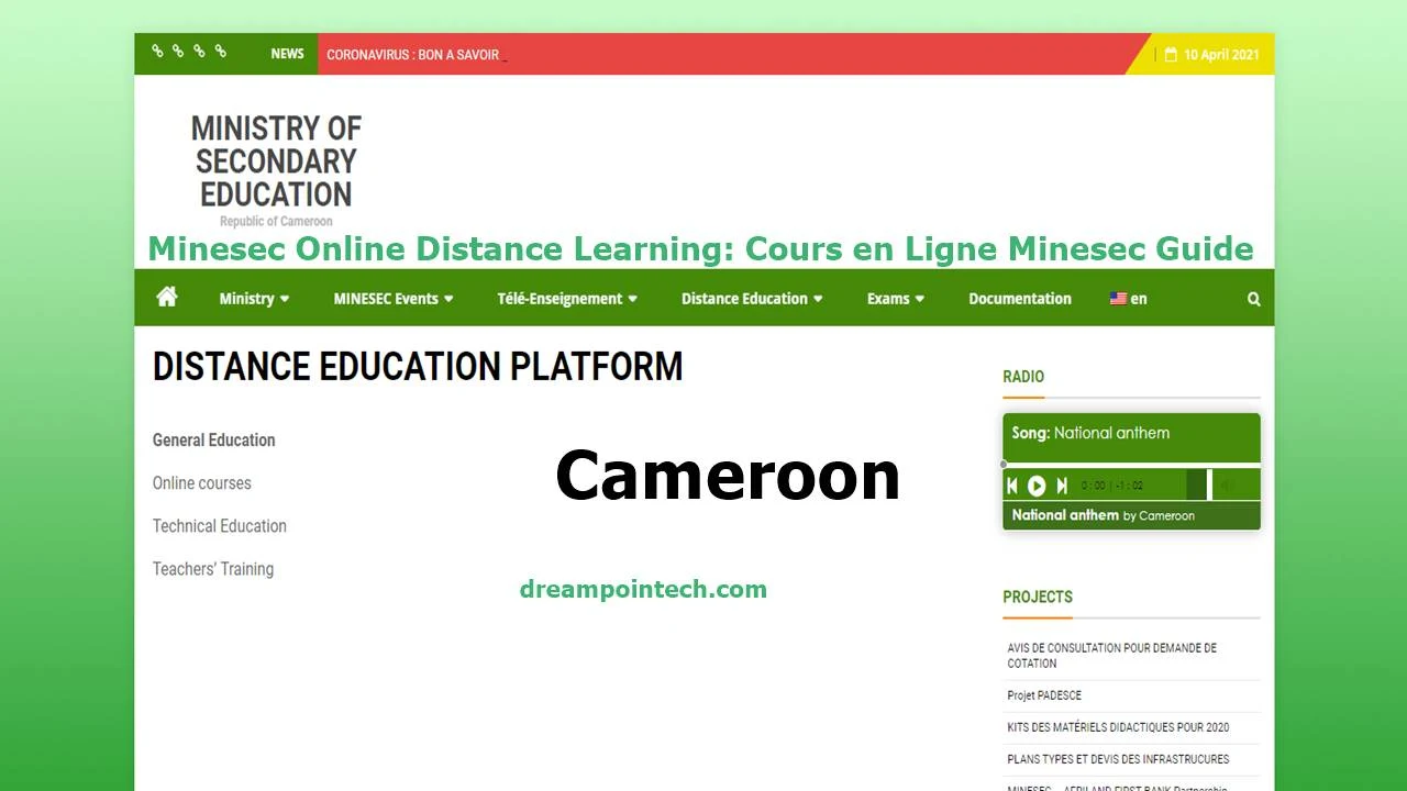 Minesec Online Distance Learning Cameroon: Cours en Ligne Minesec Guide