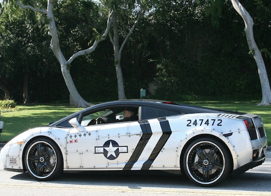 Chris Brown's jet fighter new design graffiti Lamborghini Gallardo