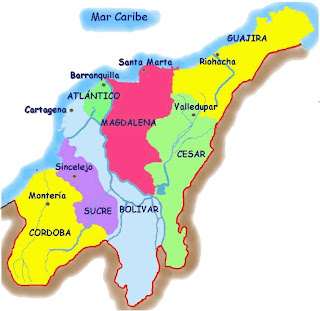 Resultado de imagen para MAPA DE LA REGION CARIBE