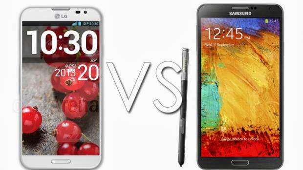 Samsung Galaxy Note 3 vs LG Optimus G Pro -smartphone comparison