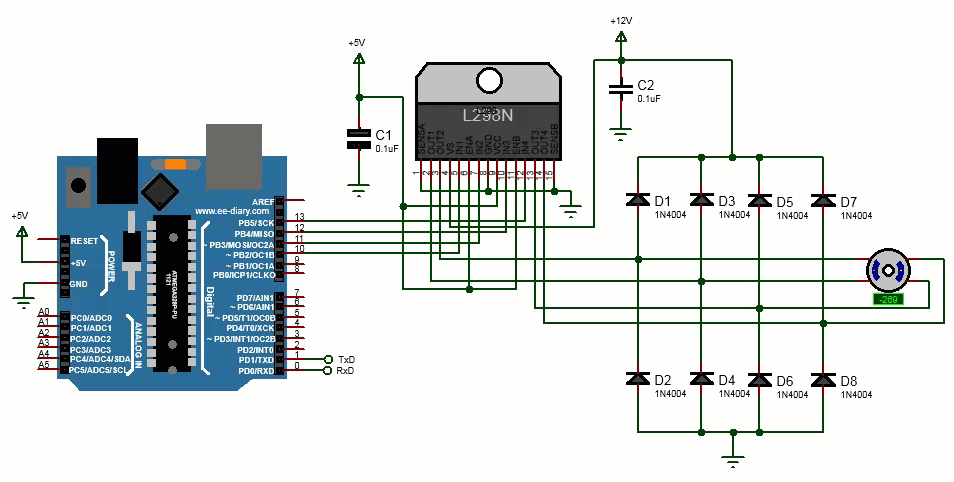 arduino l298n IC stepper circuit