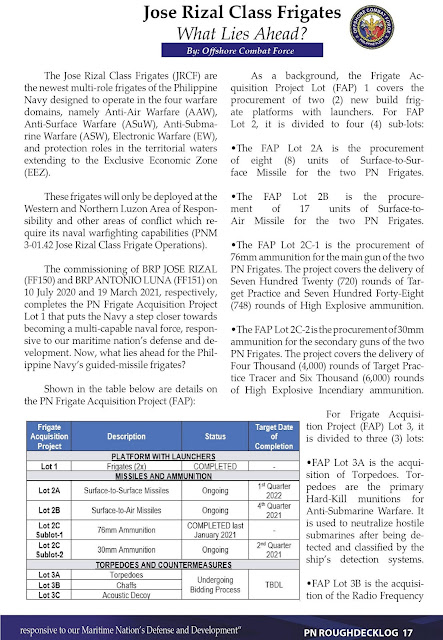 The 1st of 2 Pages of the Article "Jose Rizal Class Frigates: What Lies Ahead"