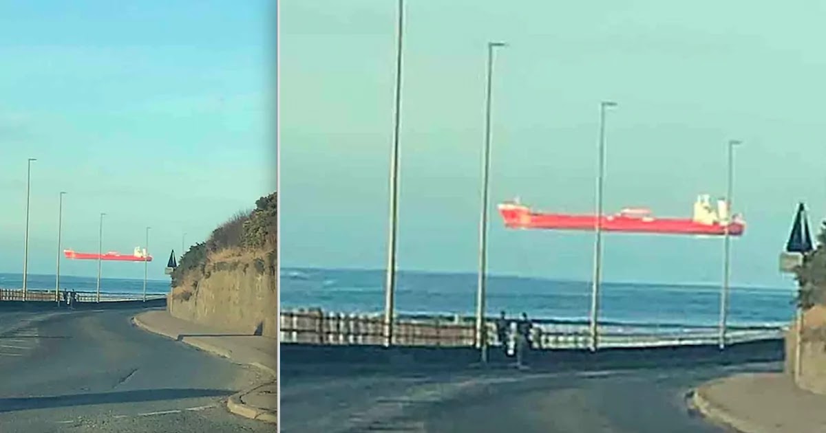 Man Captures Optical Illusion Of Oil Ship Sailing In The Sky