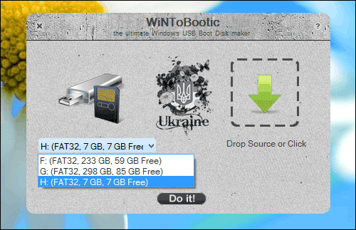 برنامج WINToBootic اختيار الـusb