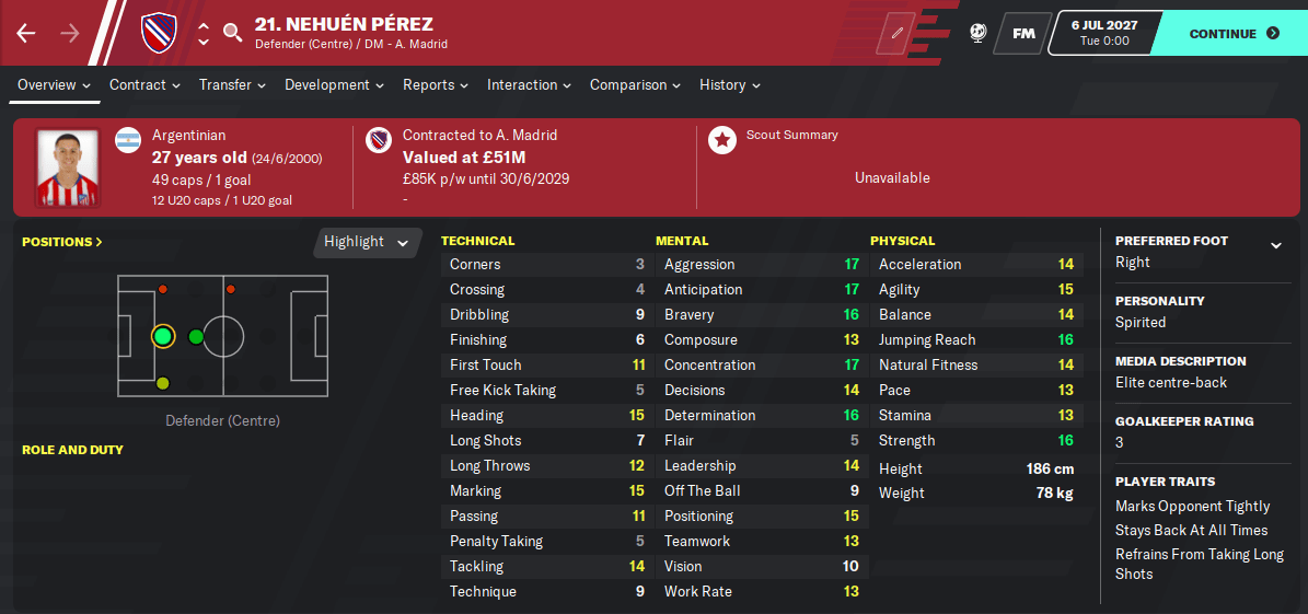 FM20 Wonderkid - Nehuen Perez