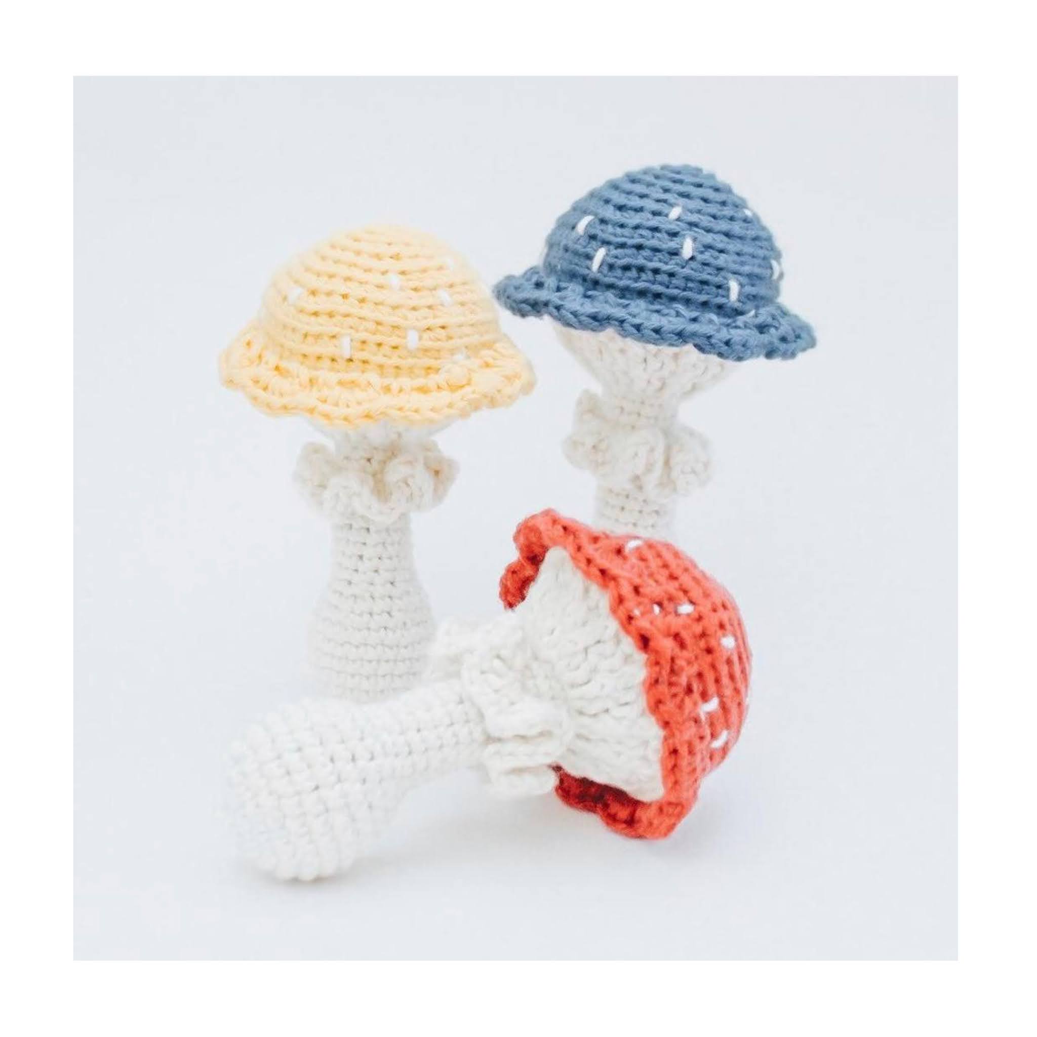 Crochet Mushroom Baby Rattle from Made on the Hook