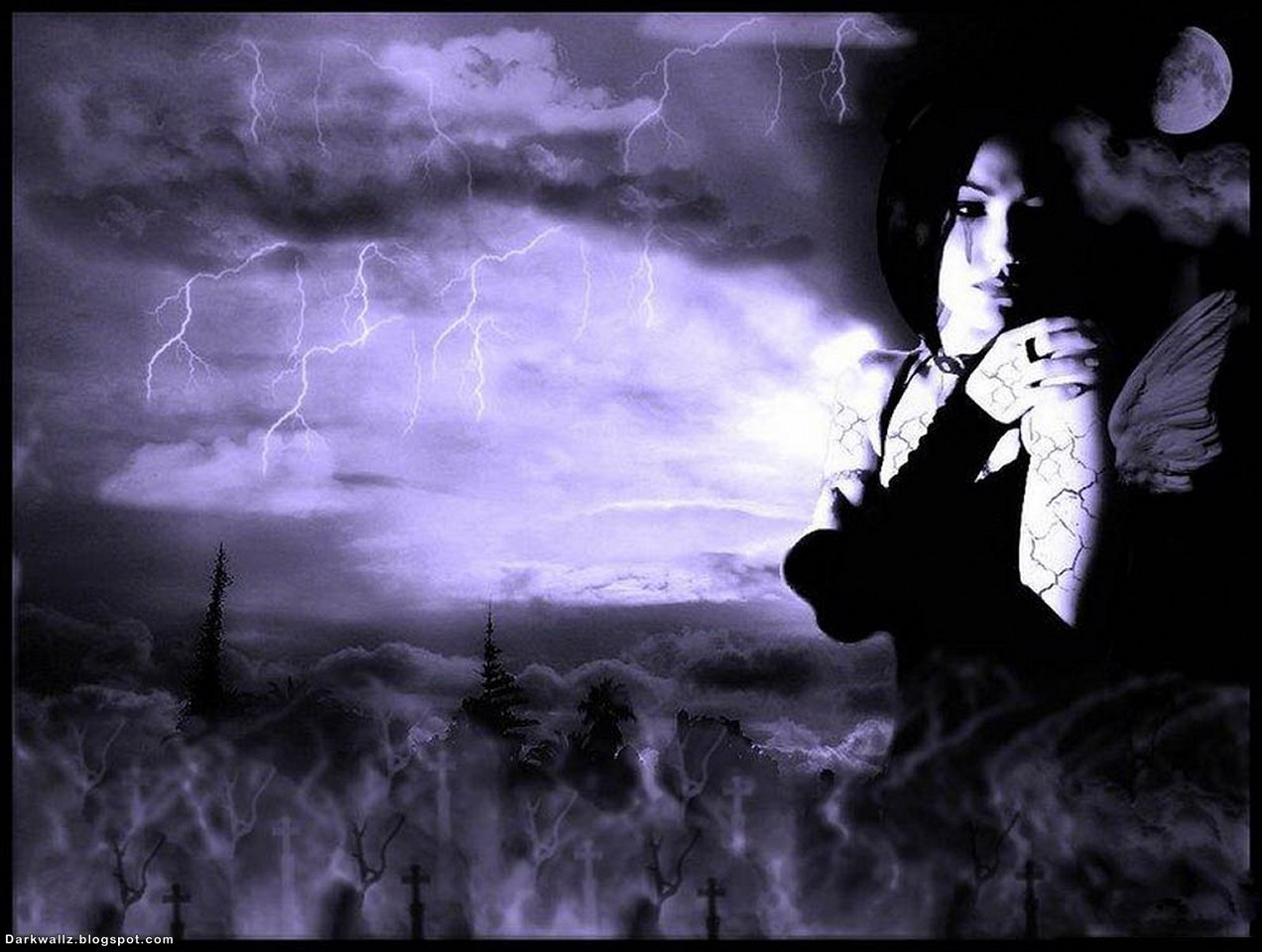 Gothic Girl In A Storm | Dark Gothic Wallpaper Download