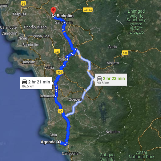 Agonda to Bicholim