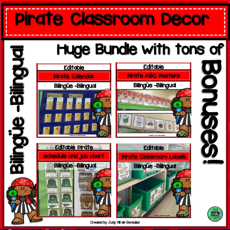 Pirate-Themed Decor for Bilingual and Dual Language Classrooms