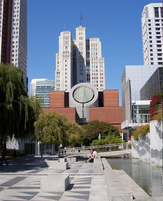 Yerba Buena Gardens, San Francisco, with MOMA and the PG&E building in the background