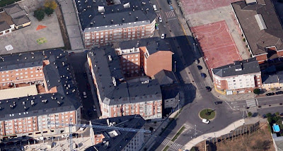 Edificios de Ponferrada en vista a 45° en Google Maps