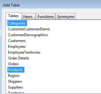 Query Builder Add Table