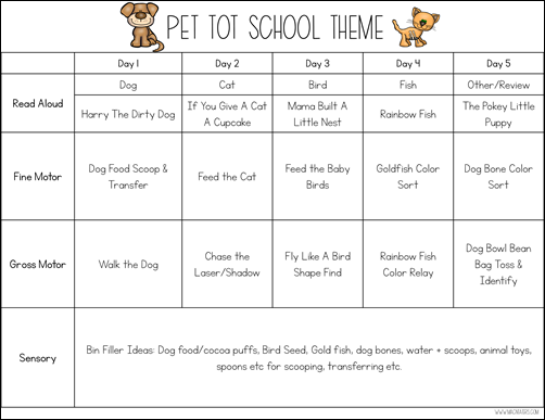 Pets Tot School Theme