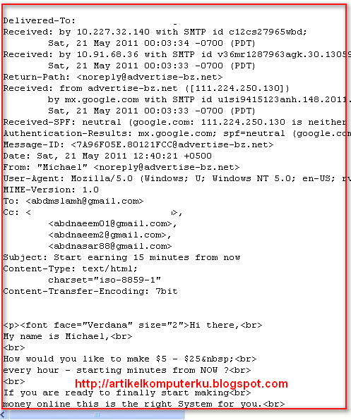 Cara membaca dan menampilkan header email  Artikel Komputer