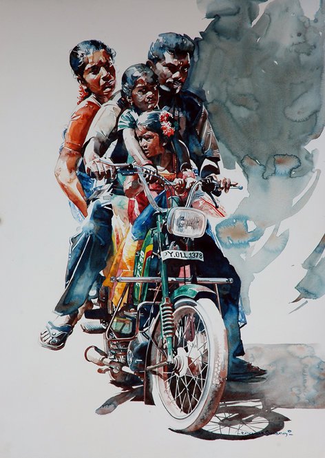 Indian Watercolor Artist- "Rajkumar Sthabathy" 1975