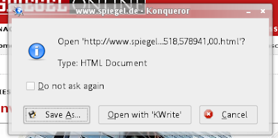 Konqueror trying to open HTML web document