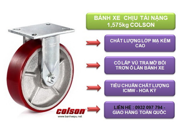 Bánh xe PU công nghiệp chịu tải trọng nặng 1,575kg | 7-12678-979 www.banhxepu.net