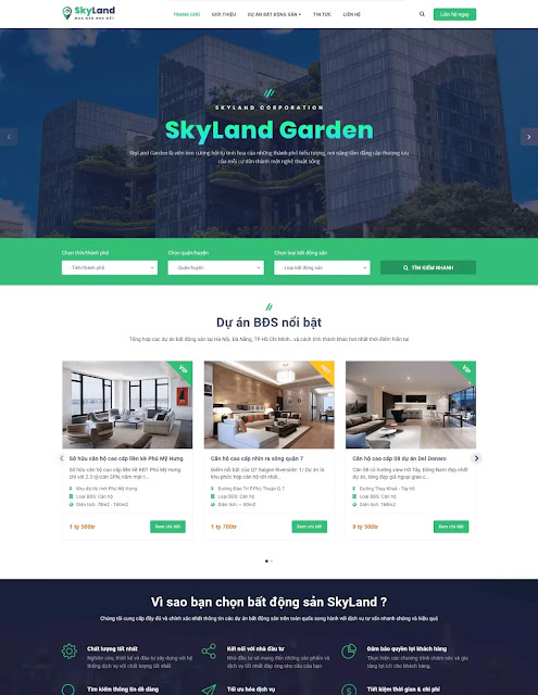 Template blogspot bất động sản Sky Land