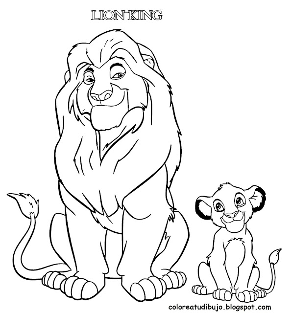 Simba y Mufasa sentados juntos para pintar