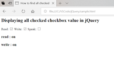 How to find all Checked checkboxes in jQuery?Example