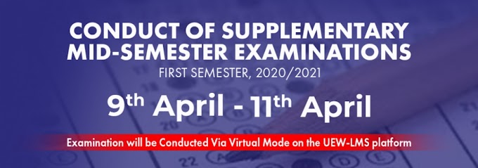 Announcement  of Supplementary Mid-Semester Examinations, First Semester, 2020/2021