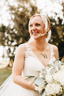 Beautiful bride and large bouquet