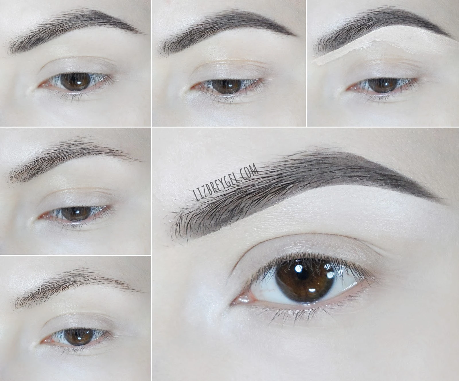 a collage with pictorial that teaches how to create bushy eyebrow look